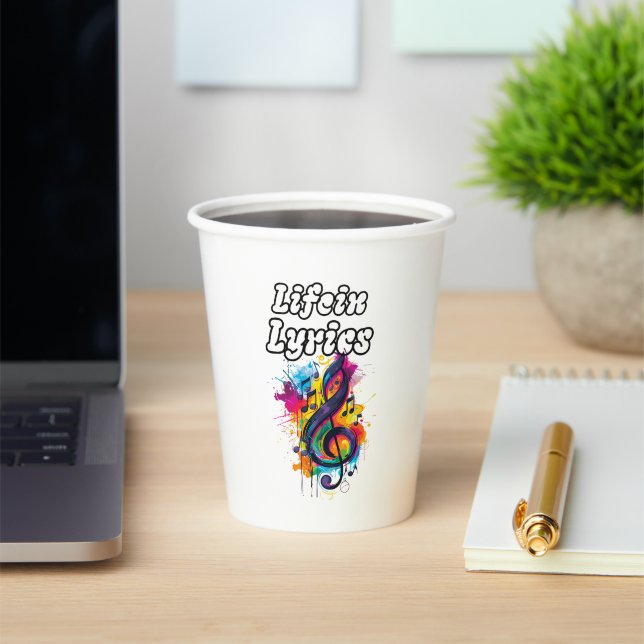 "Life in Lyrics" colour notes typography design Paper Cups (Insitu)