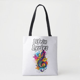 "Life in Lyrics" colour notes typography design Tote Bag