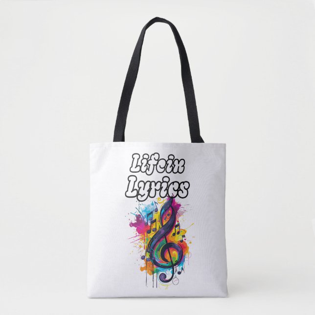 "Life in Lyrics" colour notes typography design Tote Bag (Front)