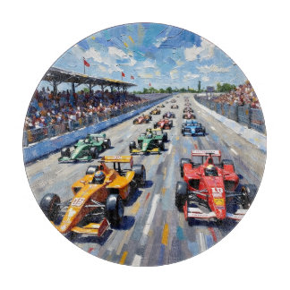 Life in Motion – Indy Car Racing Oil Painting Cutting Board