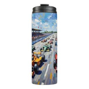 Life in Motion – Indy Car Racing Oil Painting Thermal Tumbler