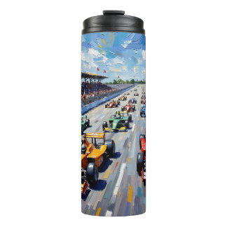 Life in Motion – Indy Car Racing Oil Painting Thermal Tumbler