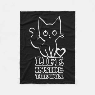Life Inside The Box - Black Kitty Cat Fleece Blanket