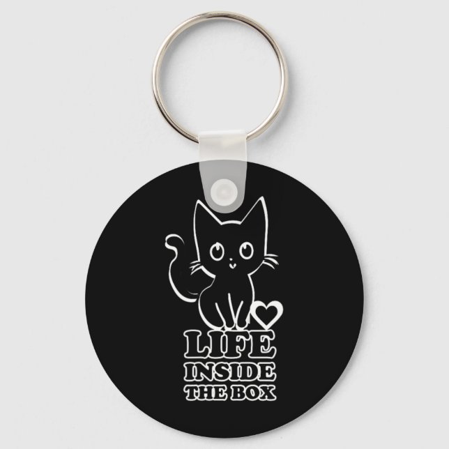 Life Inside The Box - Black Kitty Cat  Key Ring (Front)