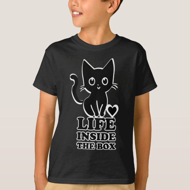 Life Inside The Box - Black Kitty Cat  T-Shirt (Front)