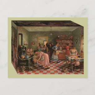 "LIFE INSIDE THE BOX" Postcard Vintage Kitchen