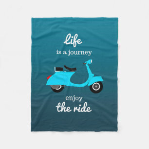 Life Inspirational Quote Blue Ombre Fleece Blanket