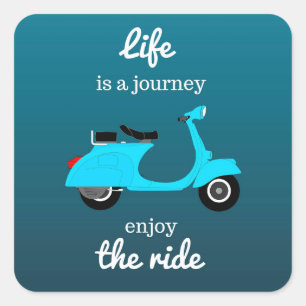 Life Inspirational Quote Blue Ombre Square Sticker