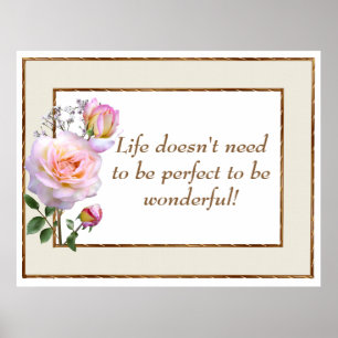 Life Inspirational Quote Brown Pink Poster
