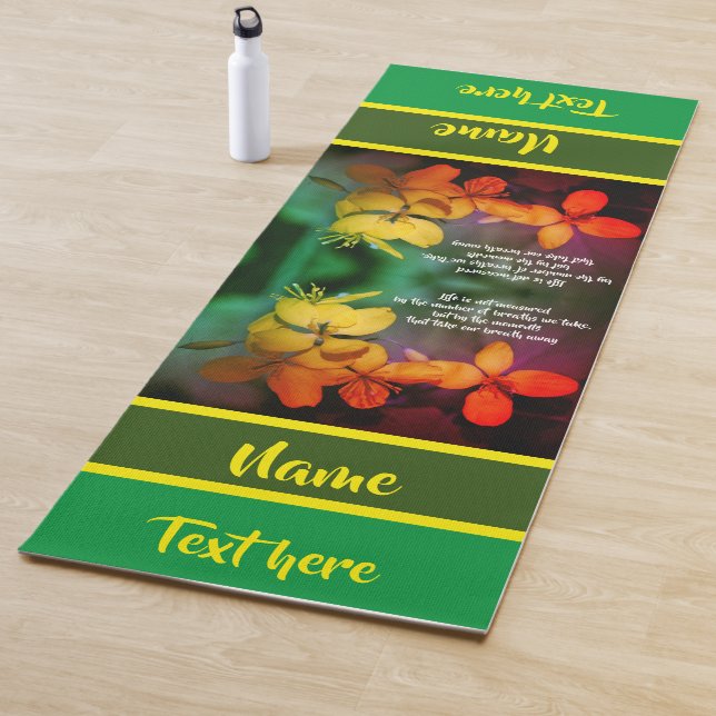 Life Inspirational Quote Flowers Abstract   Yoga Mat (In Situ)