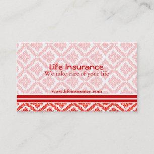 Life Insurance Red and White Business Cards