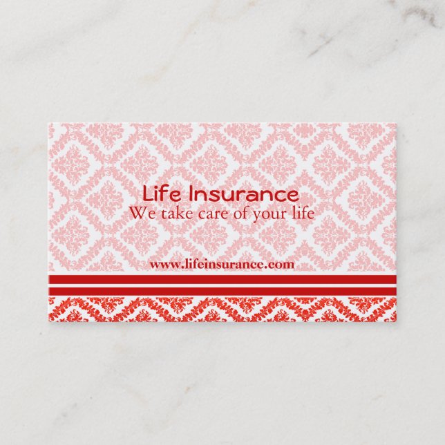Life Insurance Red and White Business Cards (Front)
