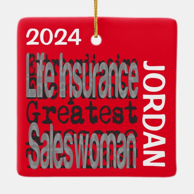 Life Insurance Saleswoman Extraordinaire CUSTOM Ceramic Ornament (Back)