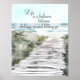Life is a Balance Inspirational Beach Scene Poster
