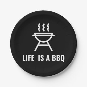 Life is a BBQ funny saying about food Paper Plate
