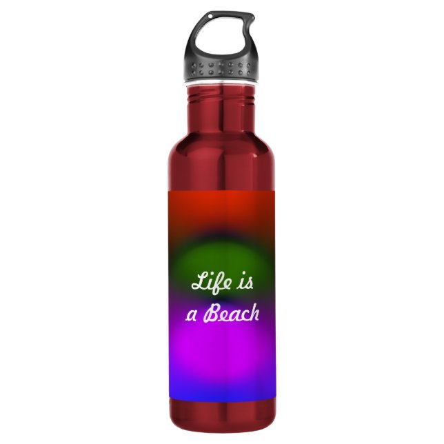Life is a Beach Neon Blue, Purple, Green & Orange 710 Ml Water Bottle (Front)