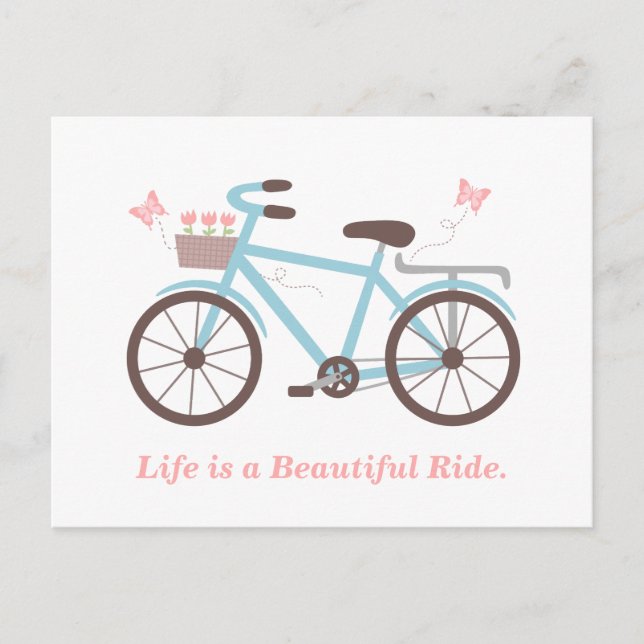 Life is a Beautiful Ride Bicycle Quote Postcard (Front)