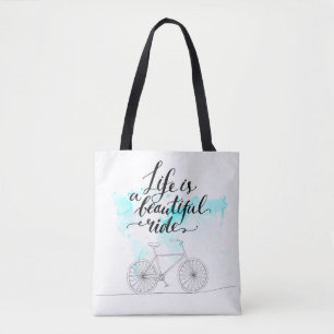 Life Is A Beautiful Ride Blue Tote Bag
