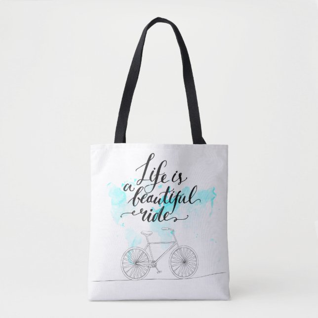 Life Is A Beautiful Ride Blue Tote Bag (Front)