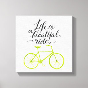 Life Is A Beautiful Ride Lime Green Canvas Print