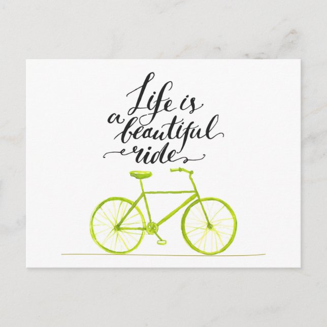 Life Is A Beautiful Ride Lime Green Postcard (Front)