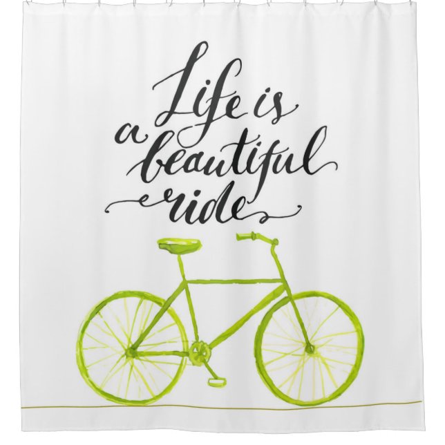 Life Is A Beautiful Ride Lime Green Shower Curtain (Front)