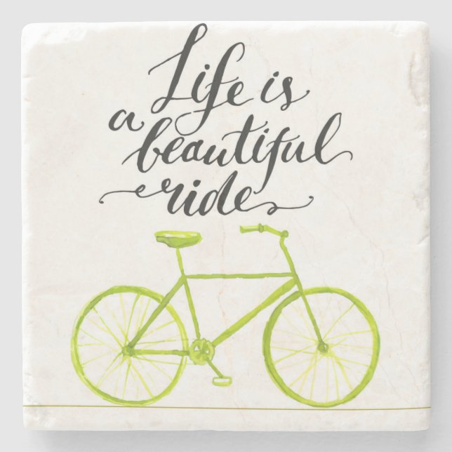 Life Is A Beautiful Ride Lime Green Stone Coaster (Front)