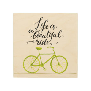Life Is A Beautiful Ride Lime Green Wood Wall Art