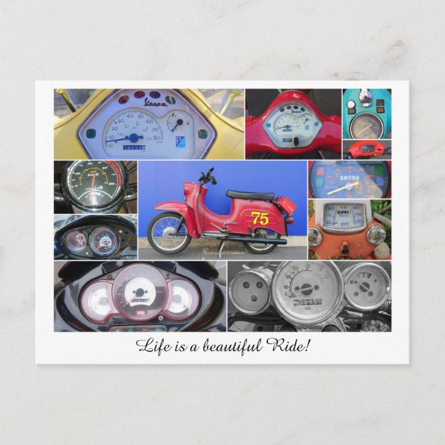 Life is a beautiful ride on a scooter! postcard (Front)