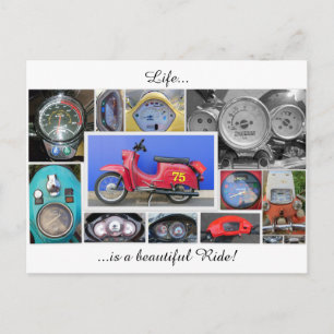 Life is a beautiful ride on a scooter! postcard