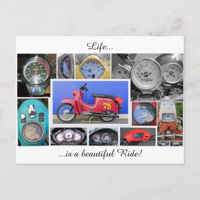 Life is a beautiful ride on a scooter! postcard (Front)