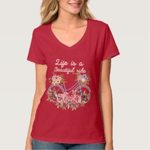 Life is a Beautiful Ride Spring Floral Bicycle T-Shirt