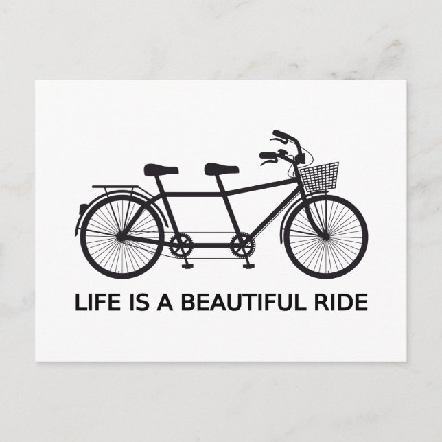Life is a beautiful ride, tandem bicycle postcard (Front)