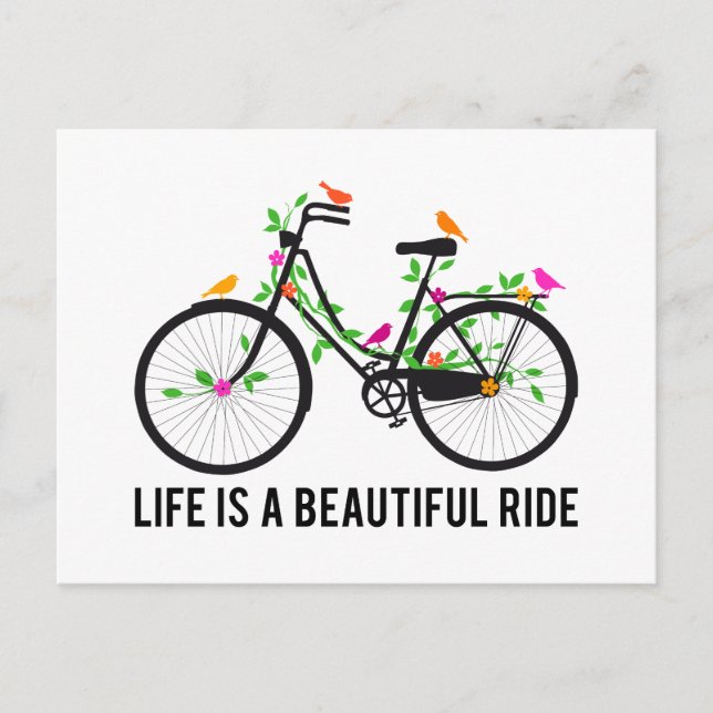 Life is a beautiful ride, vintage bicycle postcard (Front)
