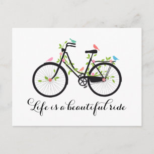 Life is a beautiful ride, vintage bicycle postcard
