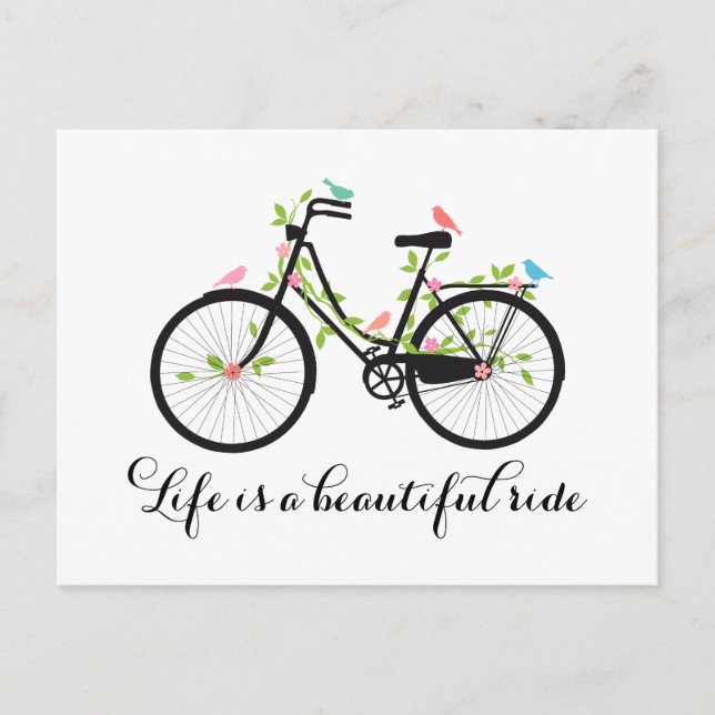 Life is a beautiful ride, vintage bicycle postcard (Front)