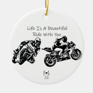 Life is a beautiful ride with you, Personalised Ceramic Tree Decoration