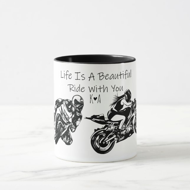 Life is a beautiful ride with you, Personalised Mug (Center)
