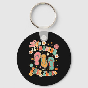 Life Is A Better In Flip Flops Hello Summer Beach Key Ring