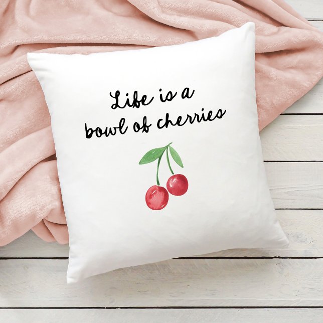 Life is a Bowl of Cherries | Cute Retro Script Cushion (Creator Uploaded)