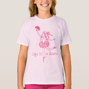Life is a dance ballerina girls kids pink t-shirt