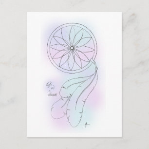 'Life Is A Dream' Pastel Dreamcatcher Postcard