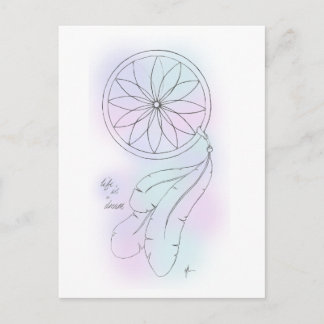 'Life Is A Dream' Pastel Dreamcatcher Postcard