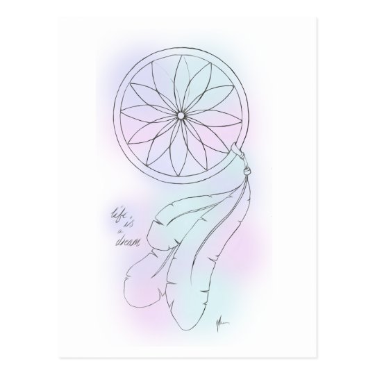 'Life Is A Dream' Pastel Dreamcatcher Postcard
