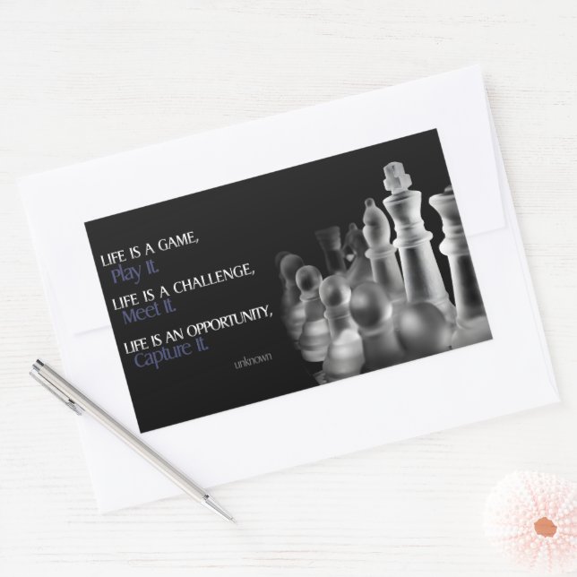 "Life is a game" Inspirational Quote Rectangular Sticker (Envelope)