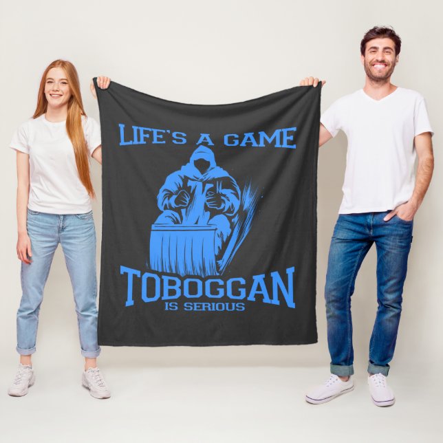 Life Is A Game Toboggan Winter Sports Novelty Fleece Blanket (In Situ)