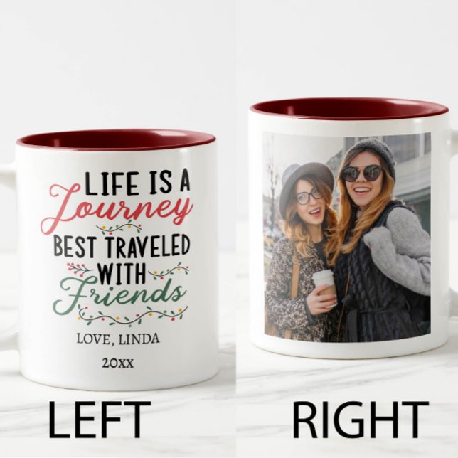 Life is a Journey best travelled with friends Phot Two-Tone Coffee Mug (Creator Uploaded)