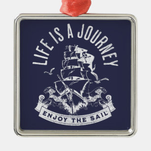 Life is a journey, enjoy the sail metal tree decoration