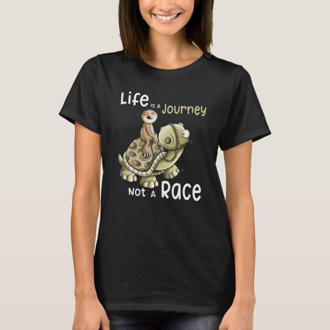 Life Is A Journey Not A Race Sloth Rides On A Turt T-Shirt (Front)