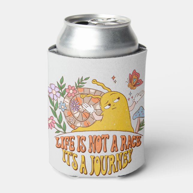 Life Is a Journey - Snail, Mushroom, Flower Can Cooler (Can Front)
